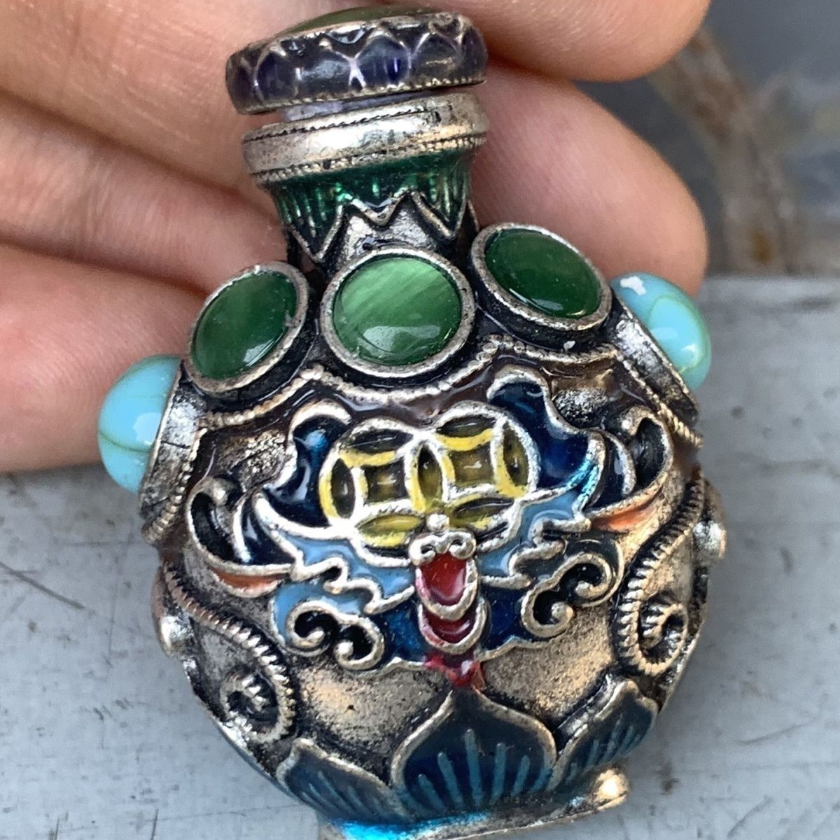 Vintage Cloisonne Bronze Snuff - Vintage Collectible Bottles avis et prix
