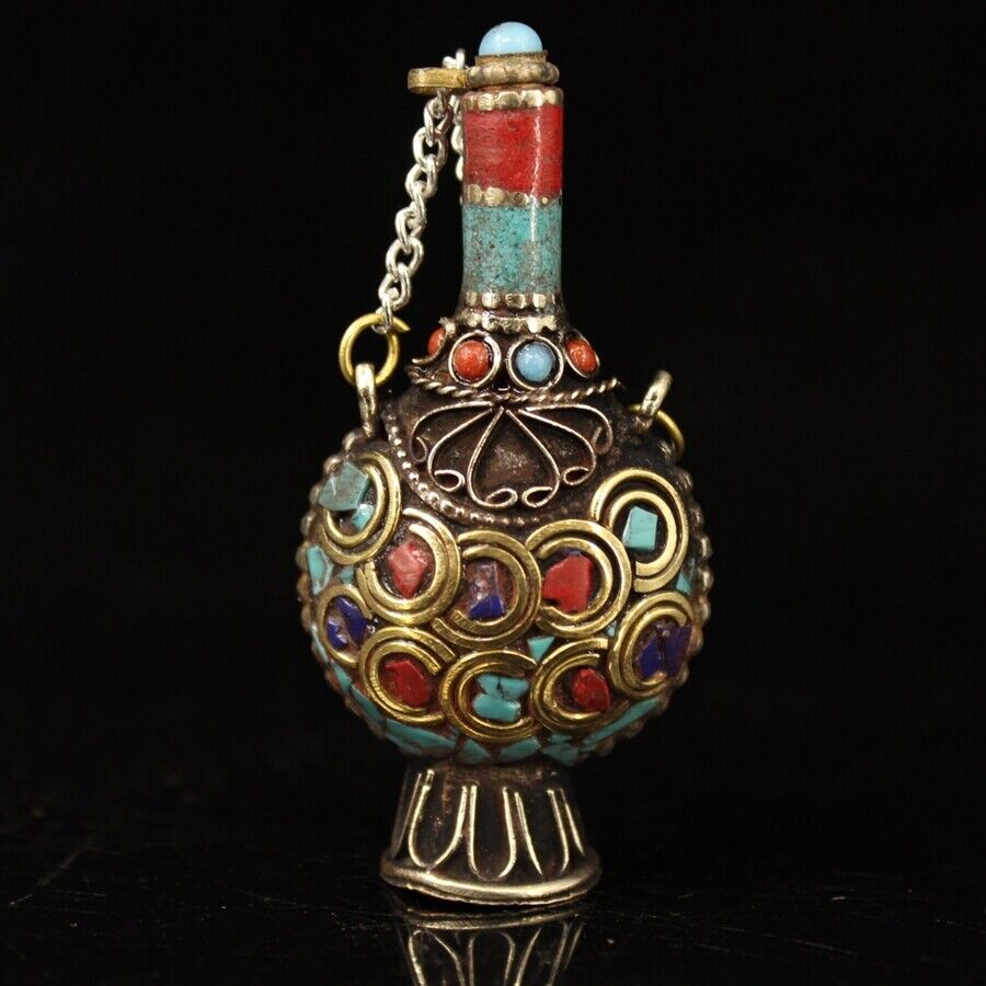 Collection Chinese brass inlai - Vintage Collectible Bottles avis et prix