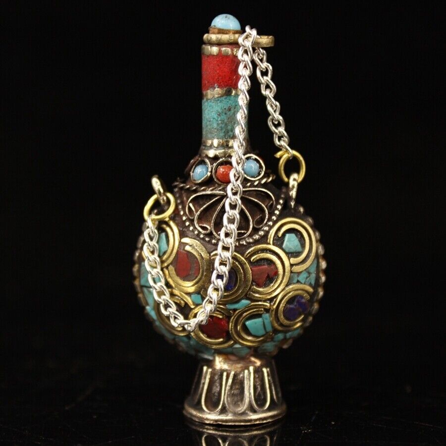 Collection Chinese brass inlai - Vintage Collectible Bottles avis et prix