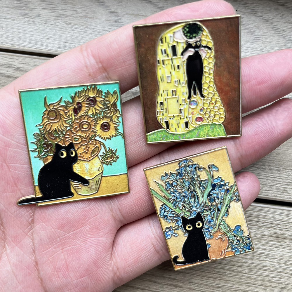 5pcs Famous Painting Black Cat - Vintage Collectible Pins avis et prix
